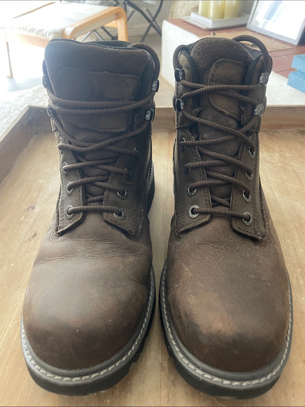 Wolverine Brown Leather Lace-Up Work Boots very nice condition
